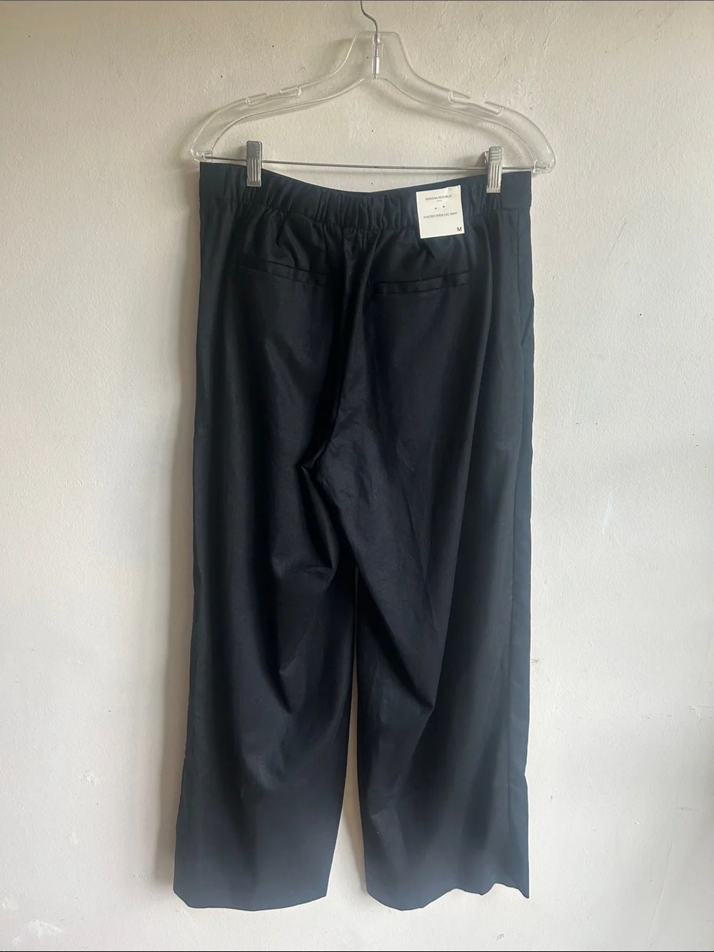 Banana Republic Hayden Wide Leg Linen Blend Black Pants Size Medium NWT